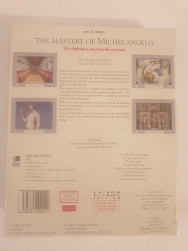 Vintage 1994 CD-ROM The Mastery of Michelangelo Vatican Museum NEW SEALED - Picture 3 of 3
