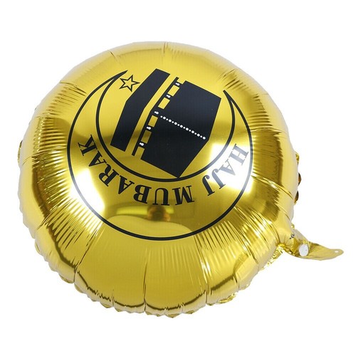 2 x Islamic Muslim Gold 18 inch Hajj Mubarak Balloon For Haji & Umrah - Picture 2 of 2