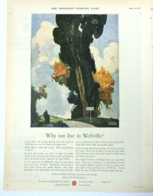 Postum Post Toasties Cereal Vintage 1925 Ad Wellville Corn Flakes Grape Nuts
