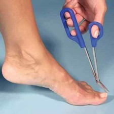 Image of Avilo Long Reach Toenail Scissors Cutter Easy Grip Feet Pedicure Mobility Blue