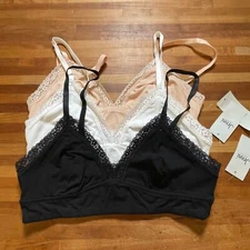 Jenni on Repeat Wide Lace Bralette, set of 3  tan/white/black Small 