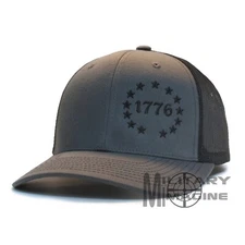 1776 Betsy Ross 13 Colonies 2A Charcoal / Black hat cap Trucker Mesh Snapback