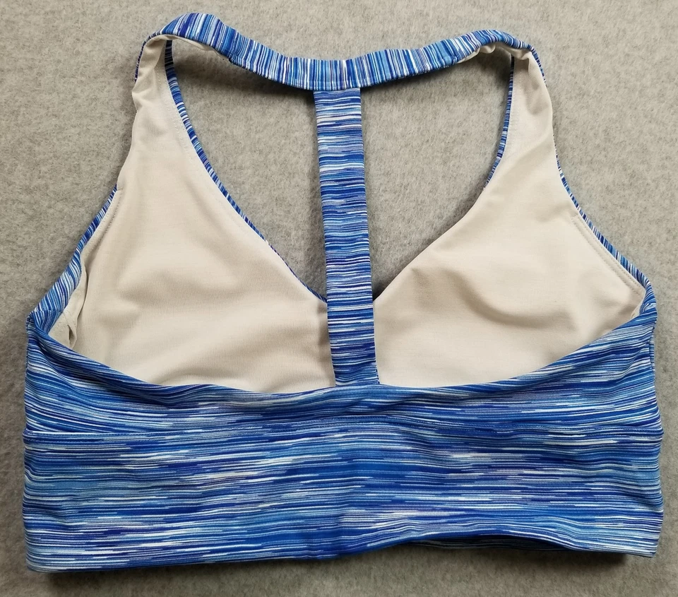 Sutiã esportivo ativo Gap Fit feminino pequeno S azul branco corante espacial academia impacto médio - Imagem 3 de 4