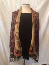Pashmina Shawl /Wrap / Throw with Paisley, Floral, Leaf Pattern