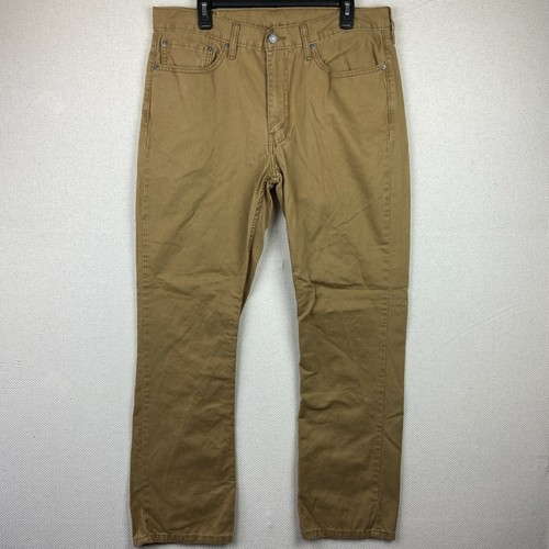 Levis 514 Jeans Mens 36 32 Casual Straight Leg Brown Cotton Denim Flat  Front | eBay