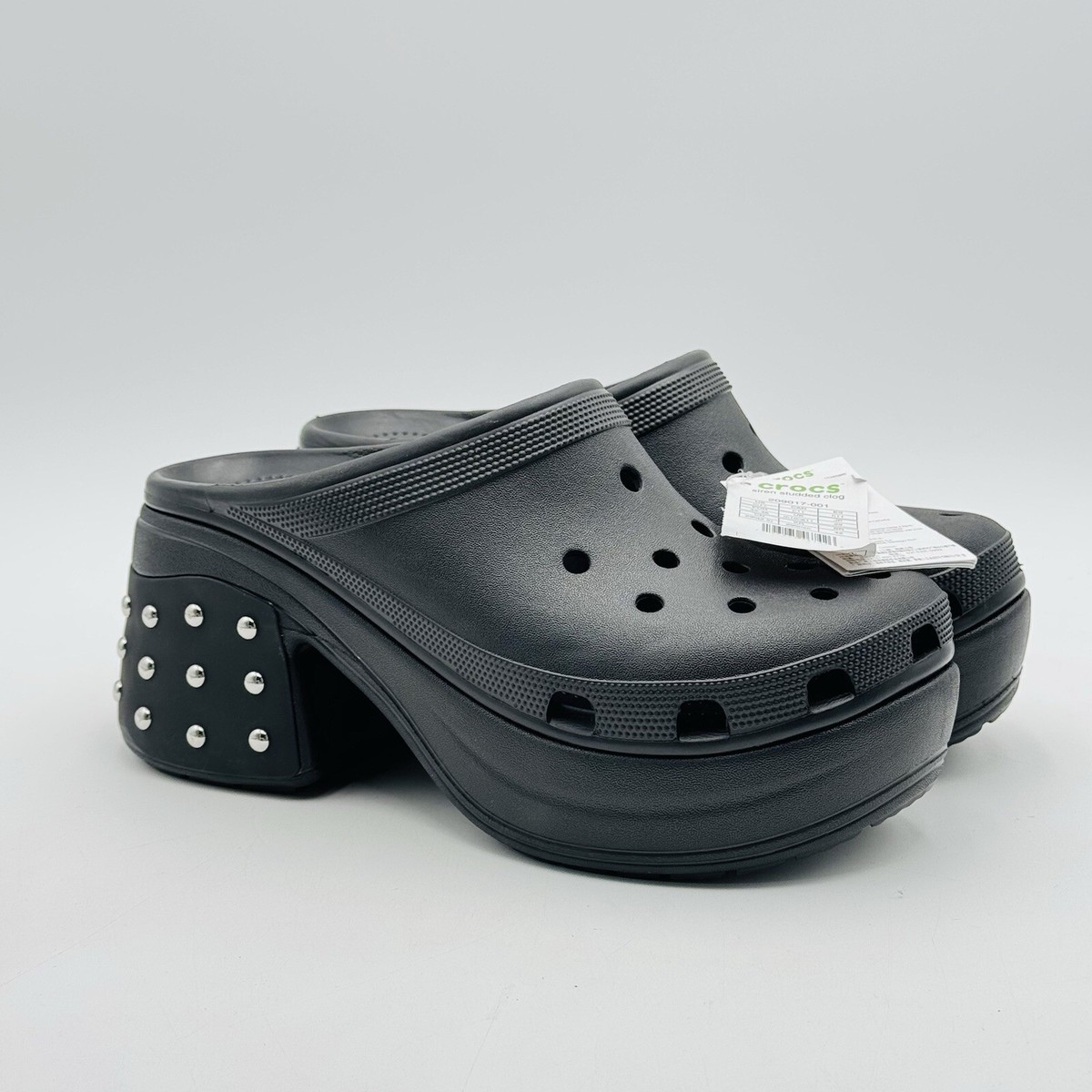 Crocs Siren Studded Heel Clog Black Size Mens 11 Women’s 13 209017-001 Crocs Siren Studded Clog Mens Sz 11 Womens Sz 13 Black  main image 3
