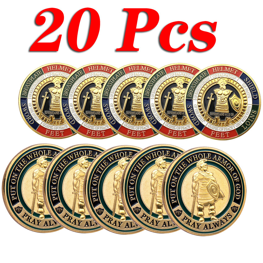 20Pcs Armor Of God Commemorative Coin Put On the Whole Challenge Collection Coin