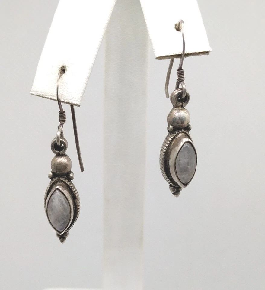 Pendientes colgantes ovalados de ópalo con sello de plata de ley 925 joyería regalo Foto 3 de 4