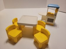 Little Tikes Vintage Dollhouse Family Kitchen Island Furniture Table Chairs Lot