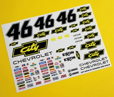 Kit RC o pressofuso o plastica 18a scala ""CITTÀ"" Days of Thunder set decalcomanie adesive