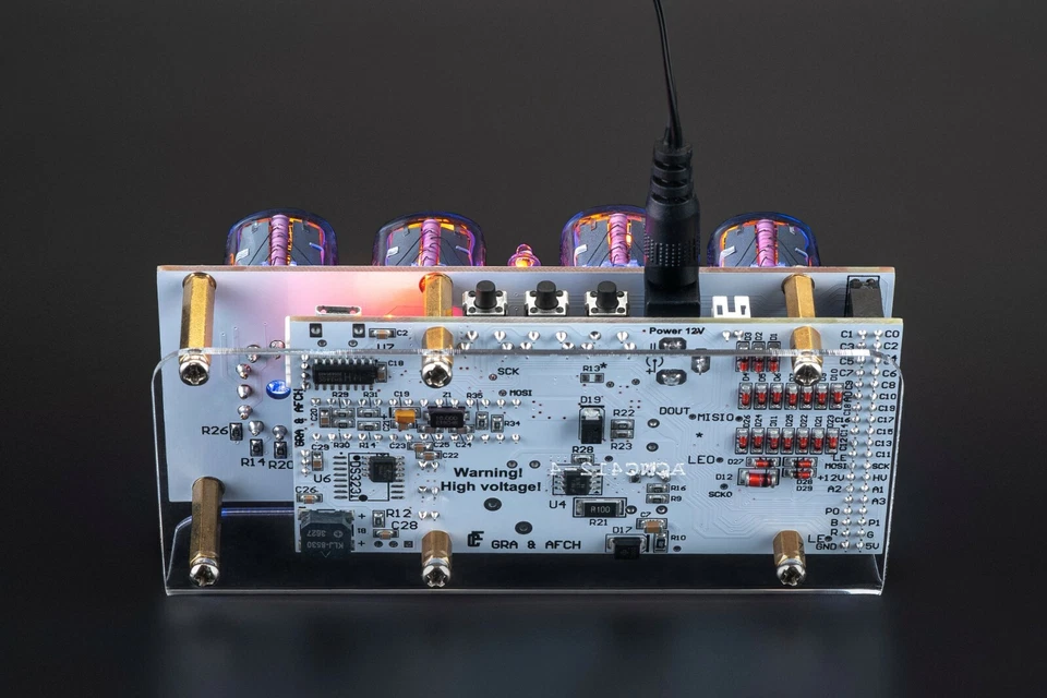 KIT IN-12 Nixie Tube Clock Acrylic Stand [WITH OPTIONS] WHITE BOARD 4 TUBES - Image 4 of 4