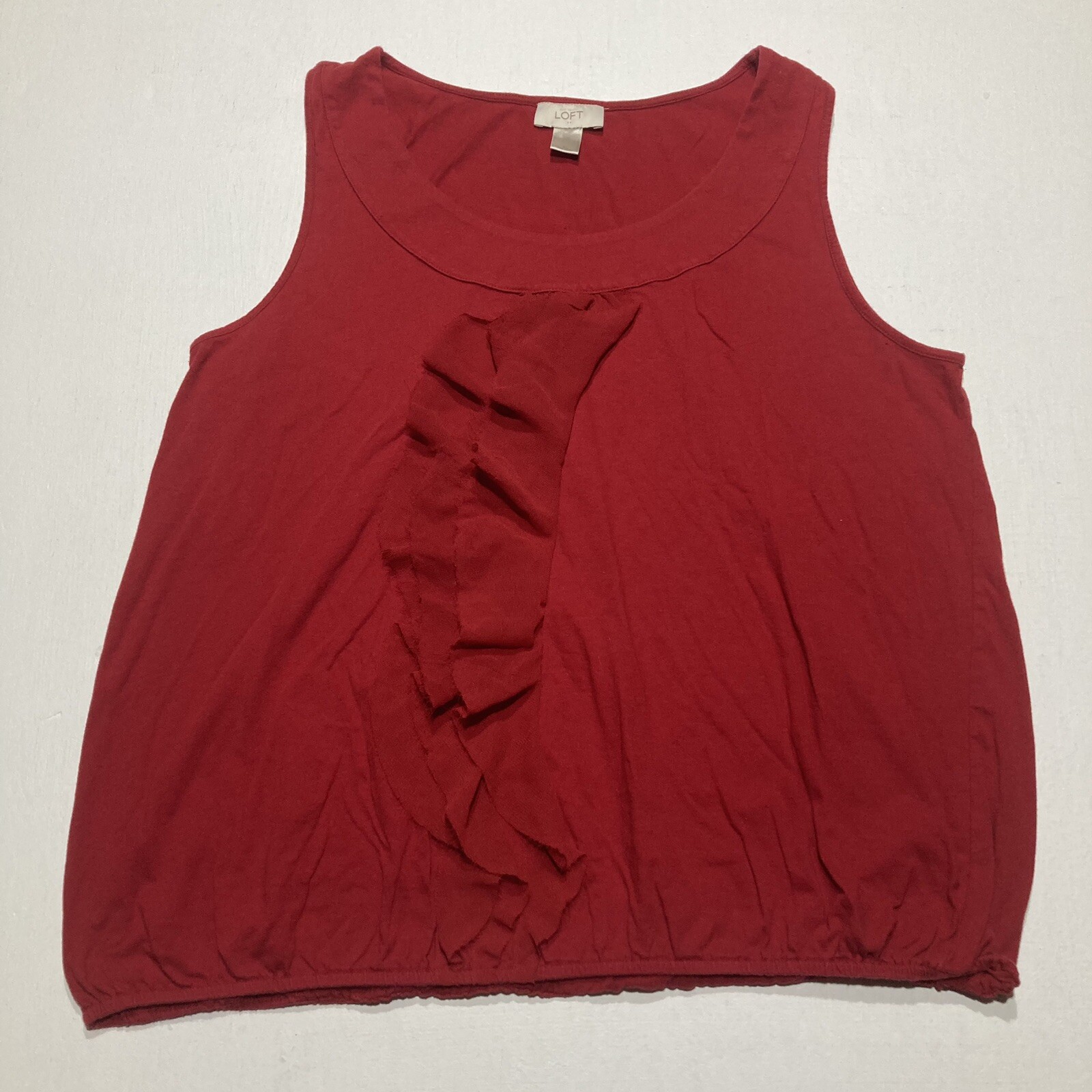 Women’s LOFT Solid Red Sleeveless Pullover Blouse… - image 1