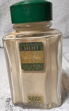 Vintage EMERAUDE De Coty Achet Talc Bottle Art Deco 2 oz Full Contents New!