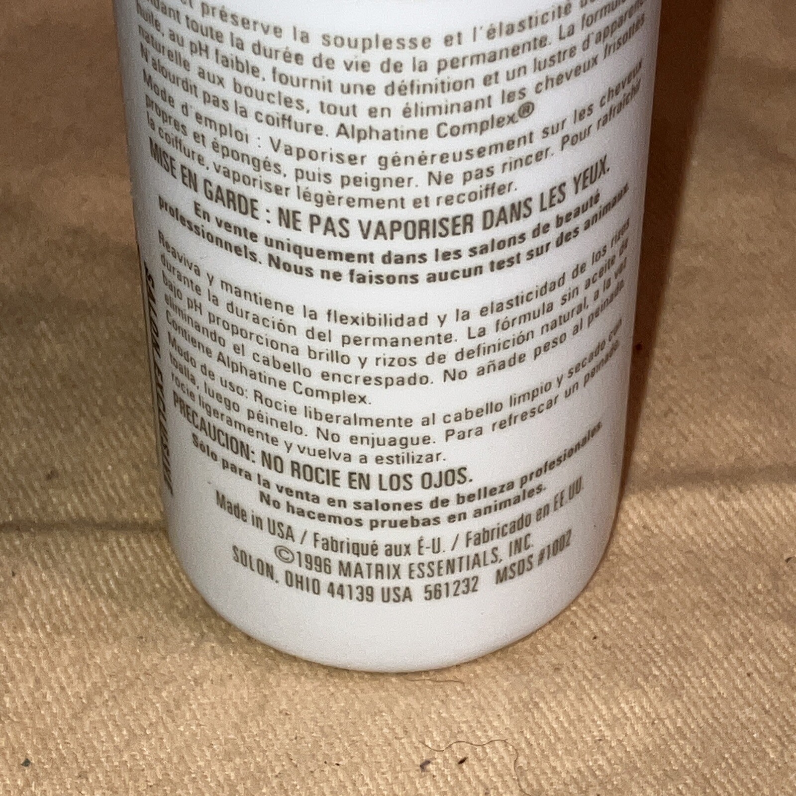Matrix Essentials Perm Fresh LEAVE IN TREATMENT Spray 4 oz About 70% Full