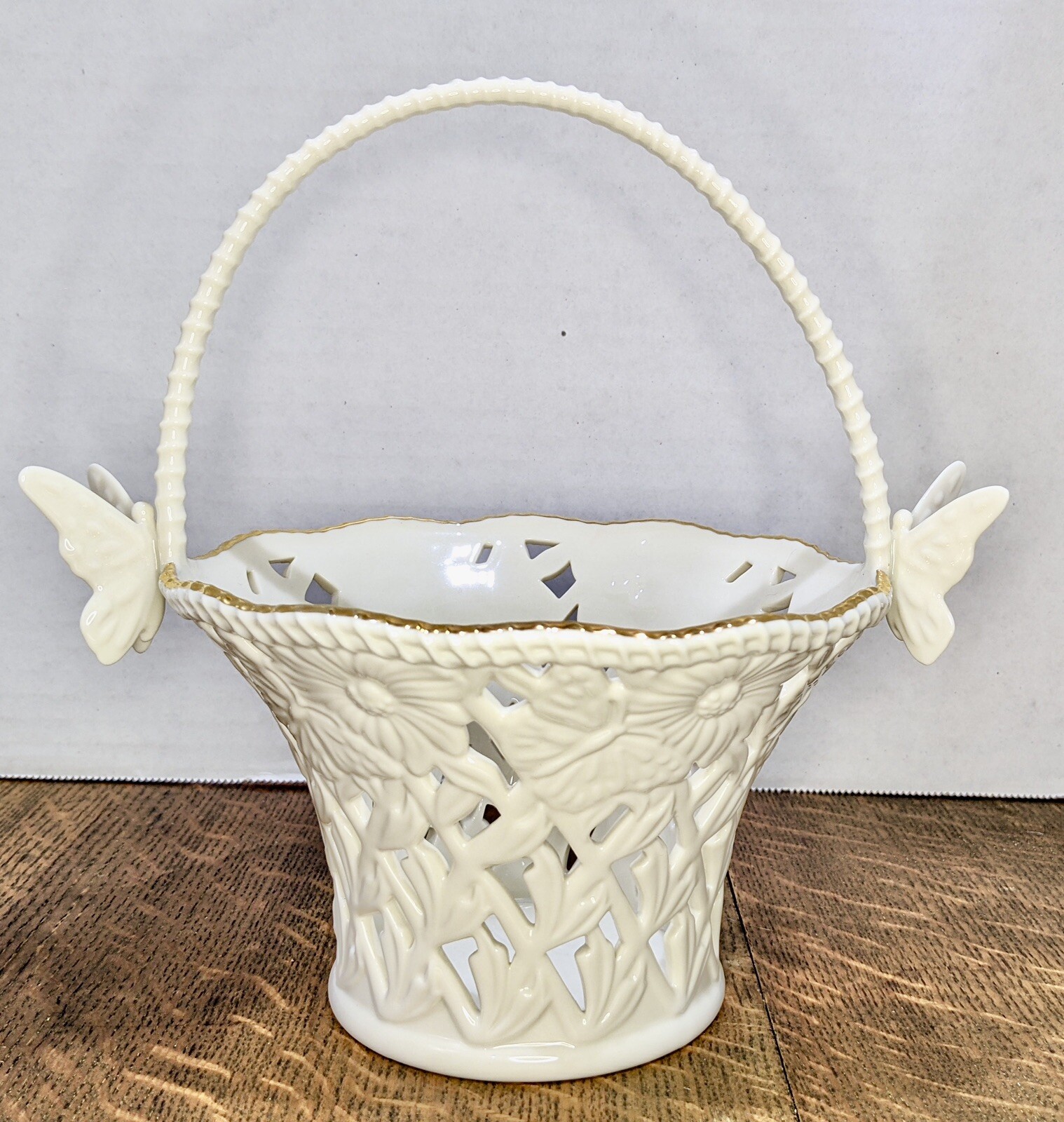 LENOX China BUTTERFLIES AND LACE WEDDING BASKET IVORY & GOLD TRIM eBay