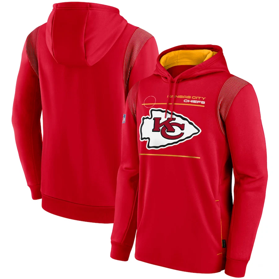 Men s Kansas City Chiefs Hoodie Sideline Logo Performance Pullover Sweatshirt
