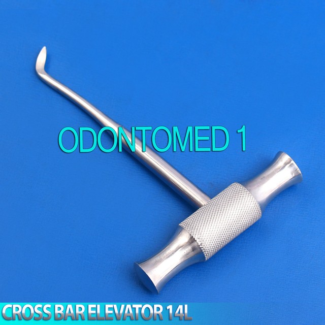 Cross Bar Dental Root Elevator Winter Angled Left Flat Pointed Blade