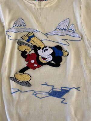 美品80’s SUNDAY COMICS “Disney Mickey” 刺繍 Vintage 80's Sunday Comics Mickey Mouse Sweater Womens Sz M