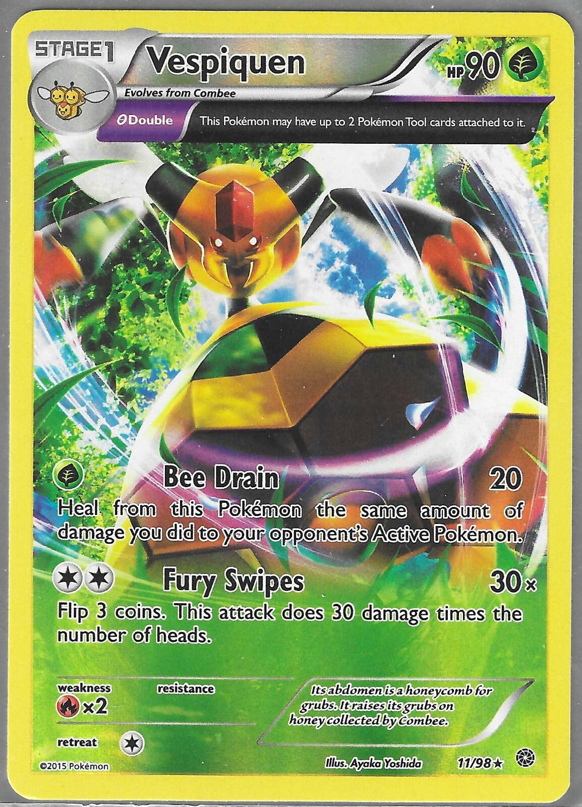 Pokemon VESPIQUEN REVERSE HOLO RARE XY Ancient Origins 11/98 PACK FRESH