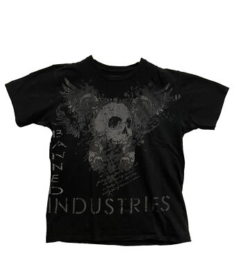 RARE Y2KT-Shirt By  Banned Industries Clothing  Winged Skull Distressed Size L