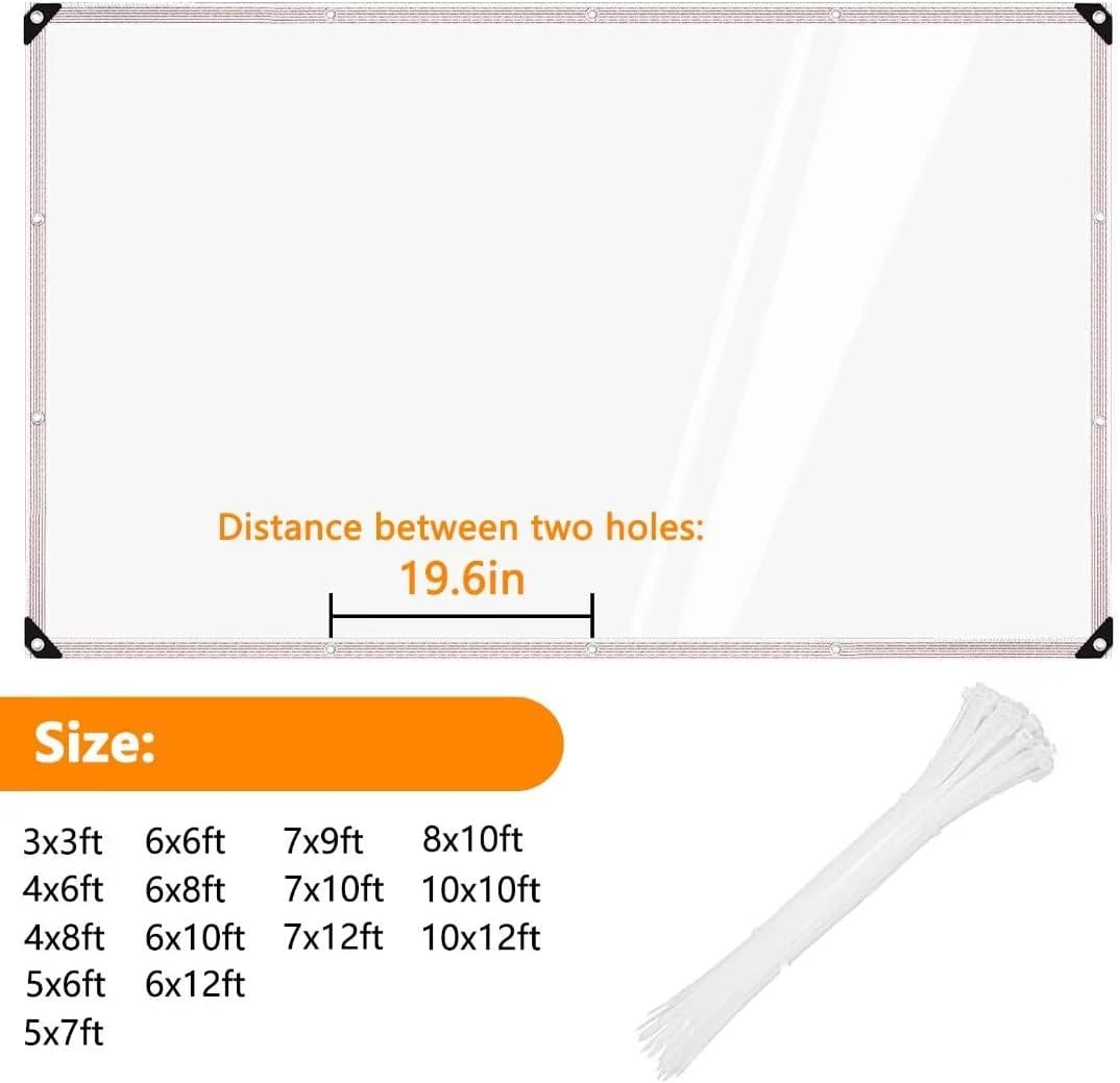 Waterproof Clear Tarp with Grommets Heavy Duty PVC Vinyl Patio