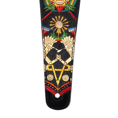 Walker & Williams KB-50-BLK Multicolor Mayan Design on Black Carved Leather - Picture 8 of 11