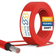 1500V High-Voltage PV Wire - 300FT, 10AWG - Outdoor Waterproof UV Resistant -...