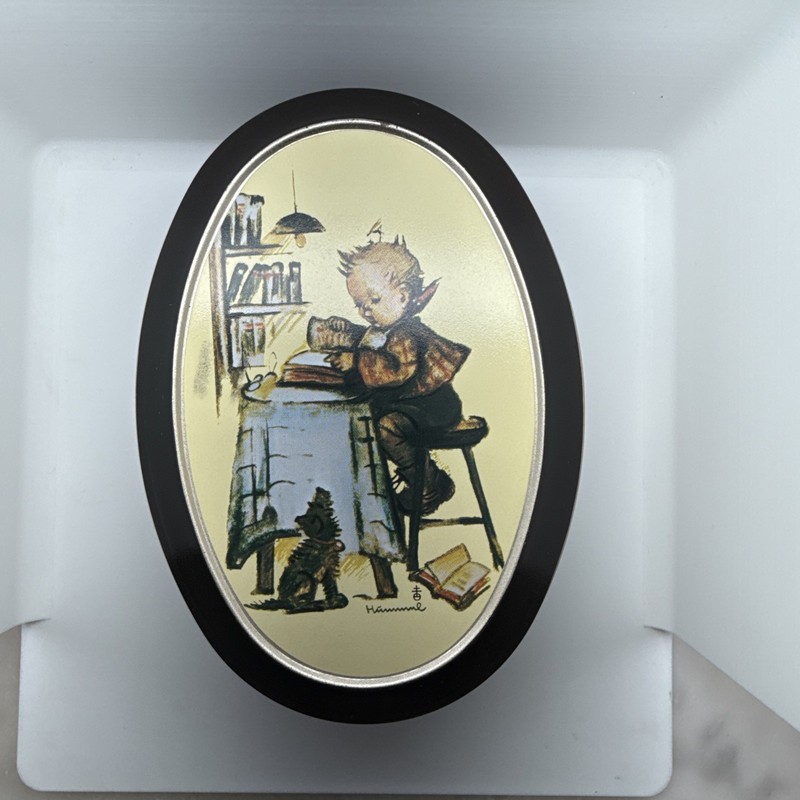 Vintage Hummel Oval-Shaped Tin Box "Little Bookkeeper" 1983 ARS Edition