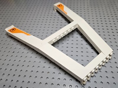LEGO Stützkran Ständer doppelt + Aufkleber: Pfeil auf orange [2635pb08] weiß x1
