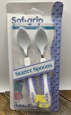 VINTAGE 1998 Safety 1st Sof-Grip Purple Starter Spoons 2 Pk Little Hands NOS