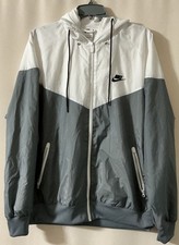 Nike Sportswear Windrunner Men's Large Hooded Windbreaker Jacket White Grey