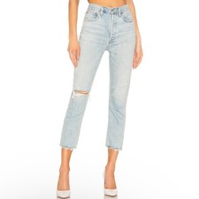 Agolde Riley High Rise Straight Crop Jeans in Shatter Size 26
