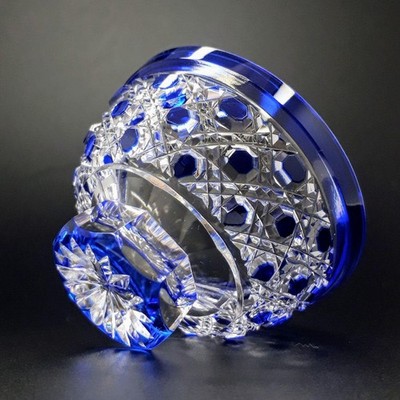 Edo Kiriko Horiguchi Glass Octagonal Basket Pattern Lapid Colored