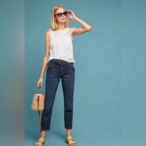 Pilcro Belted Ultra High-Rise Slim Straight Jeans 27