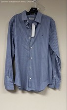 Calvin Klein Men's Blue White Striped Long Sleeve Button-Down Shirt NWT Sz M