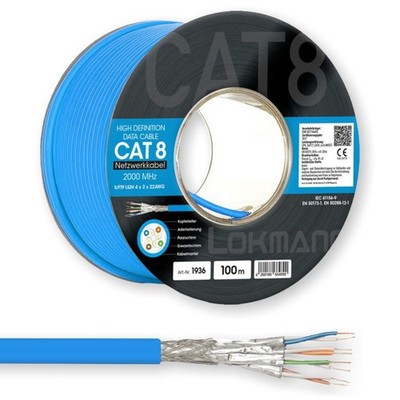 CAT 8 Netzwerkkabel Verlegekabel Simplex S/FTP 2000MHz (AWG22) - Länge 100m -  m
