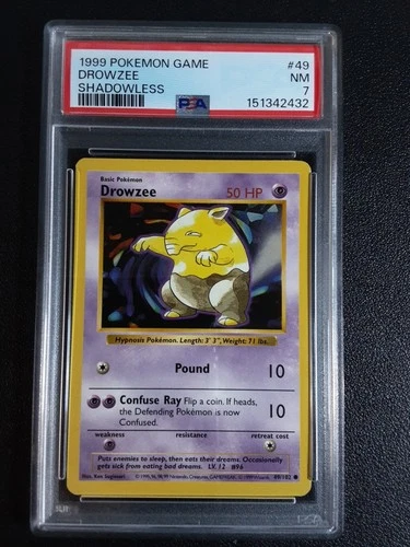 Pokémon Shadowless Drowzee PSA 7 Base Set 49/102 Vintage 1999 WOTC