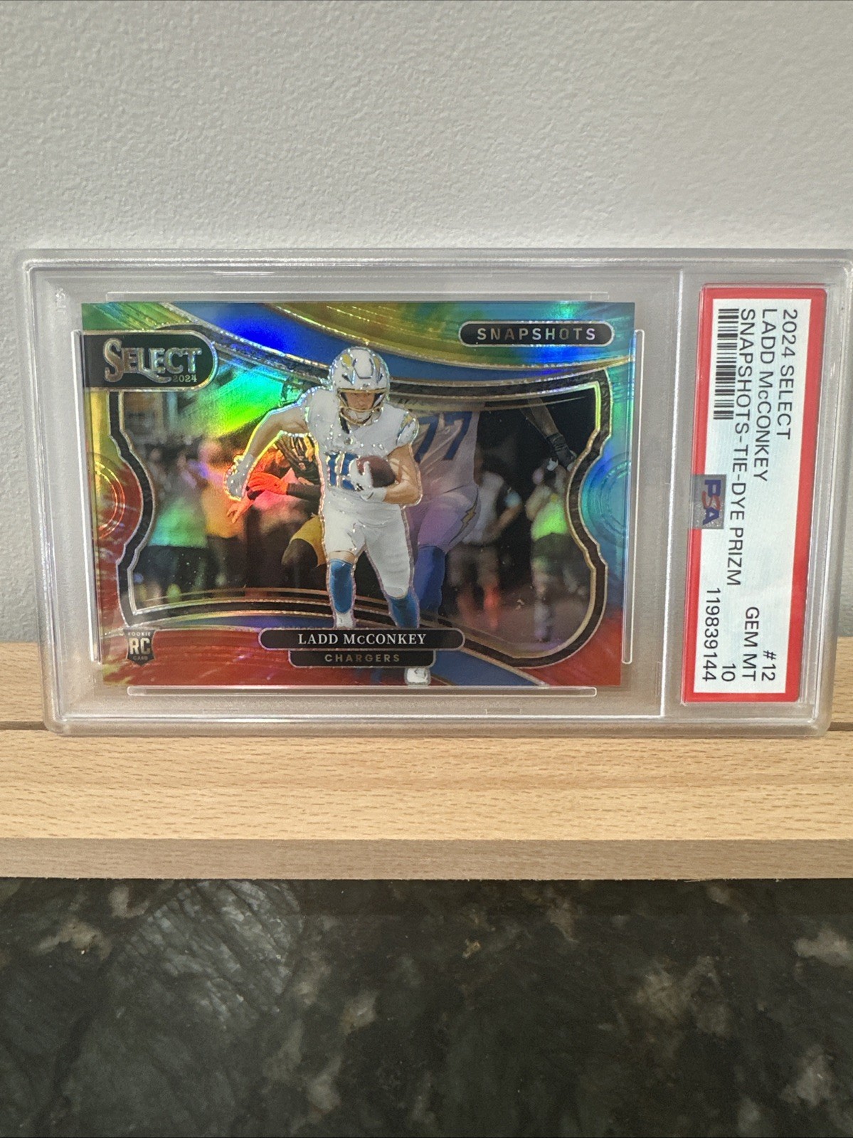 2024 Panini Select Ladd McConkey Rookie Snapshots Tie-Dye Prizm /25 PSA 10 POP 2