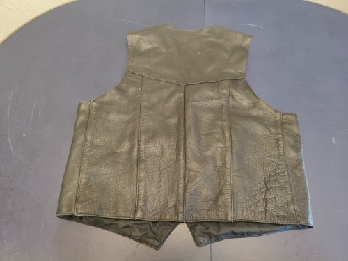 Black Leather Motorcyle Vest - Unik Ultra - Buffalo Nickel Snaps - Men's Size 50 - Foto 8 di 10