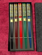 Set of 5 Decorative Chop Sticks - NEW in Box - from Japan