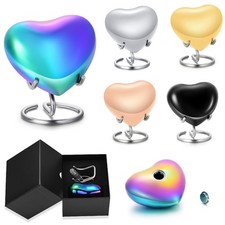 Palm Size Heart Keepsake Cremation Urn for Human Pet Ashes with Stand Gift