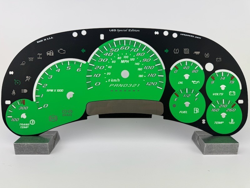 US Speedo Green Silverado/Sierra Gauge Face for Clusters 06-07 Classic 2500 Gas