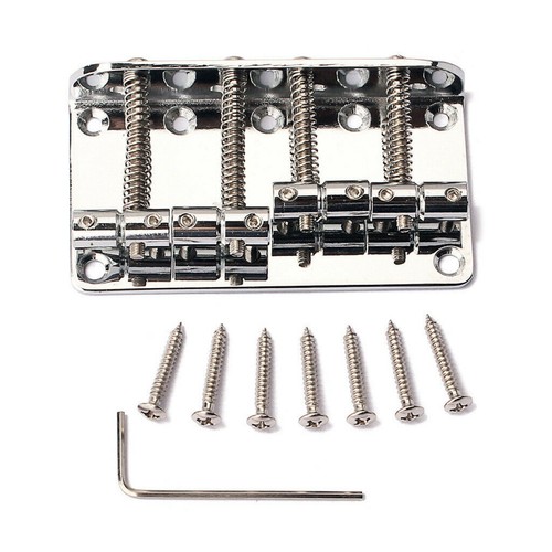1 Set Bridge for Fender Precision Jazz Bass Guitar Parts Chrome 201B-4 Badass J - Picture 9 of 12