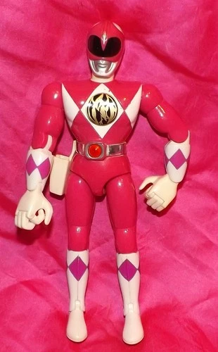 💥 Vintage 1994 MMPR Pink Power Ranger Karate Kick 8" Action Figure Bandai