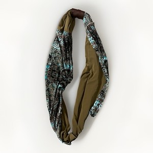 BRIGHT AND BEAUTY Brown Blue Pattern Stretch Reversible Circle Infinity Scarf