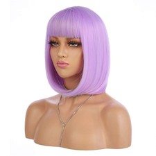 12" Lavender Purple Straight Bob Wig for Women Daily Party Cosplay 191E406373