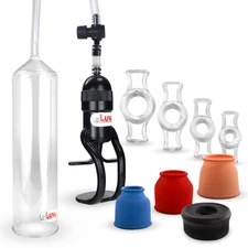 LeLuv Penis Pump EasyOp Zgrip with 3 Sizes, Black Sleeve & 4 Clear Rings