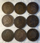1890 - 1908 Indian Head Penny 1 Cent 9 Coin Lot VG - VF Condition Coins