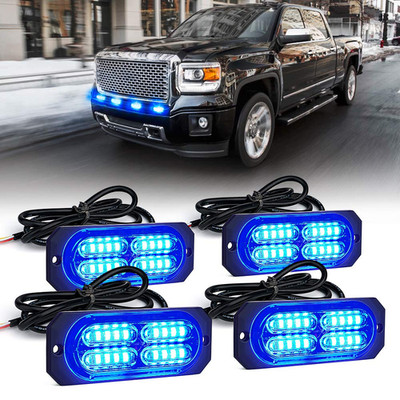 Xprite Blue 20 Led Surface Flush Mount Grille Strobe Flashing Lights Kit Deck