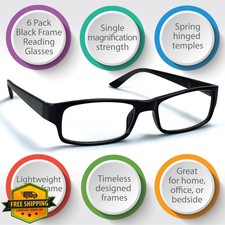 Boost Eyewear 6 Pack Reading Glasses Rectangular 2.00